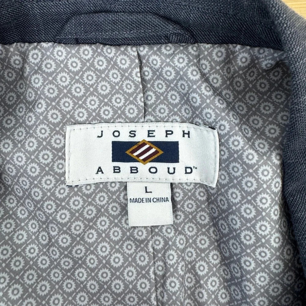 Joseph‎ Abboud Mens Large Blazer Jacket Charcoal Gray 100% Cotton Two Button